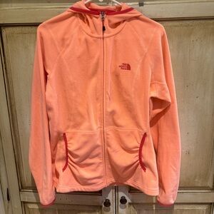 The North Face Bright Orange Fleece Full Zip Hooded Jacket